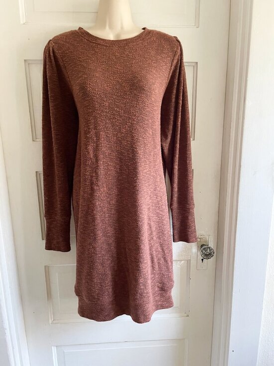 Prana Dresses & Skirts - Prana Brown Zada Organic Cotton Blend Textured Sweatshirt Dress S *Runs L